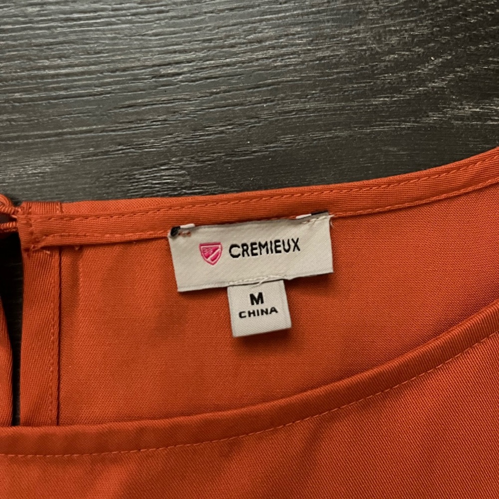 NWT Cremieux Women's Medium Orange Cayenne Long Wide Sleeved Blouse - Picture 2 of 6